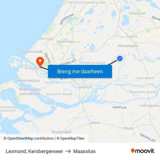 Lexmond, Kersbergenveer to Maassluis map