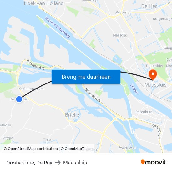Oostvoorne, De Ruy to Maassluis map