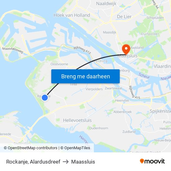 Rockanje, Alardusdreef to Maassluis map