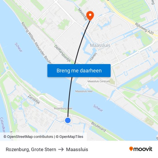 Rozenburg, Grote Stern to Maassluis map