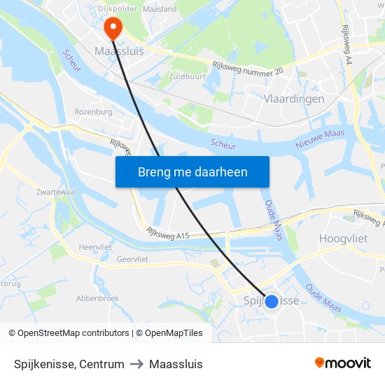 Spijkenisse, Centrum to Maassluis map