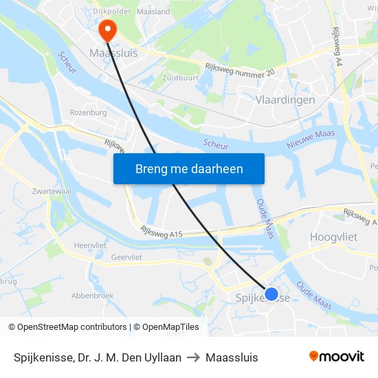 Spijkenisse, Dr. J. M. Den Uyllaan to Maassluis map