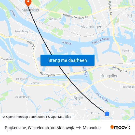 Spijkenisse, Winkelcentrum Maaswijk to Maassluis map
