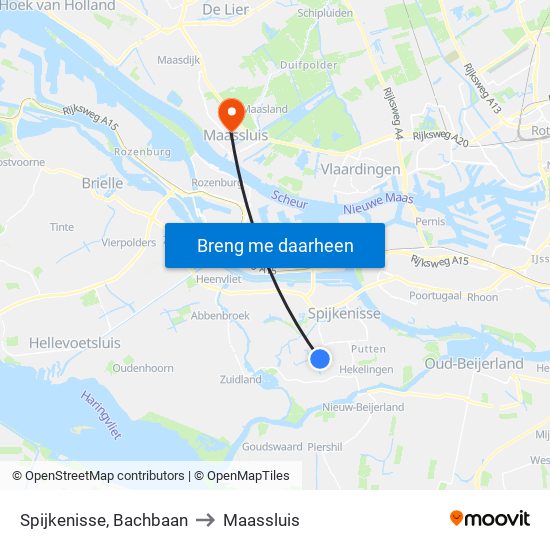 Spijkenisse, Bachbaan to Maassluis map