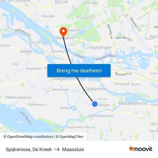 Spijkenisse, De Kreek to Maassluis map