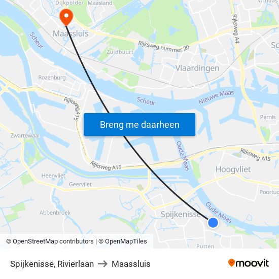 Spijkenisse, Rivierlaan to Maassluis map