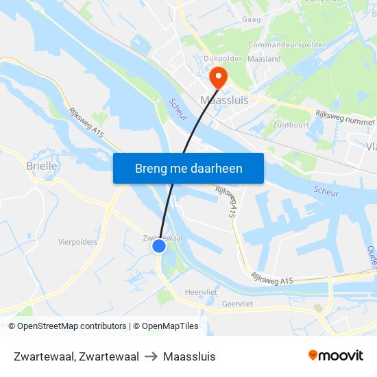 Zwartewaal, Zwartewaal to Maassluis map