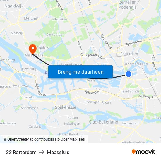 SS Rotterdam to Maassluis map