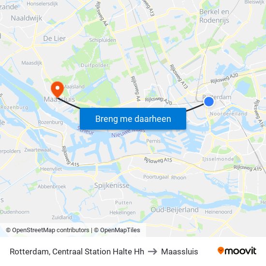 Rotterdam, Centraal Station Halte Hh to Maassluis map