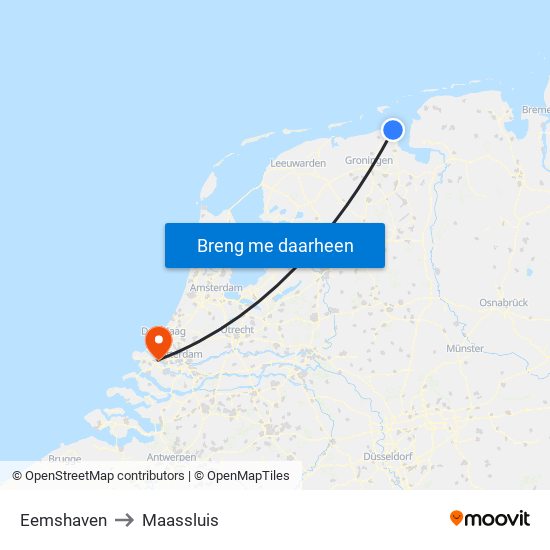 Eemshaven to Maassluis map