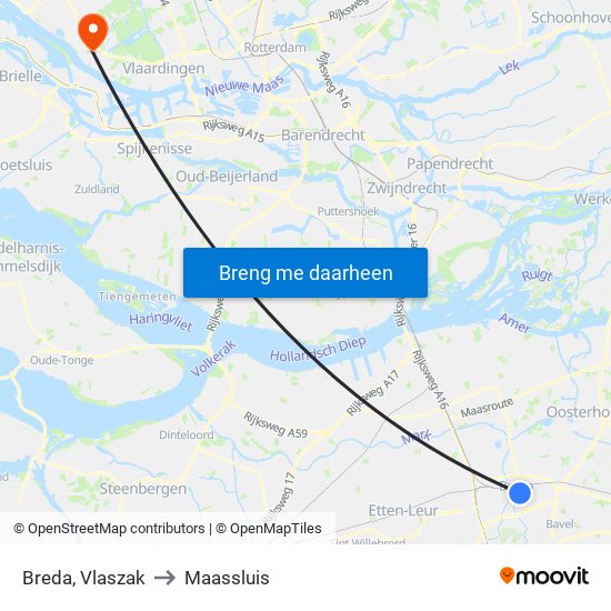 Breda, Vlaszak to Maassluis map