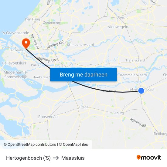 Hertogenbosch ('S) to Maassluis map