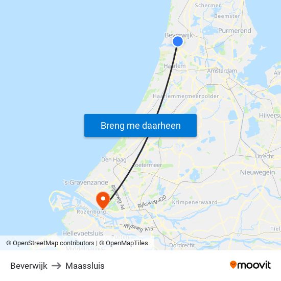 Beverwijk to Maassluis map