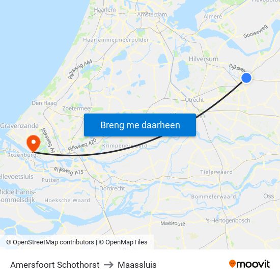 Amersfoort Schothorst to Maassluis map