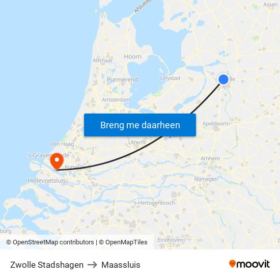 Zwolle Stadshagen to Maassluis map