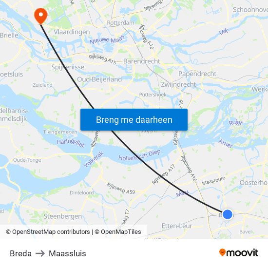 Breda to Maassluis map