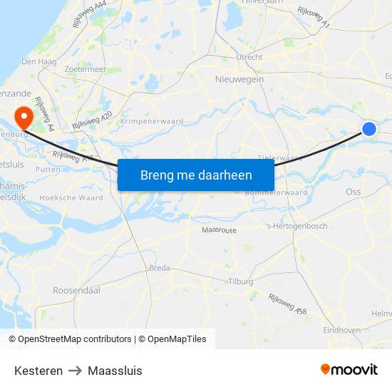 Kesteren to Maassluis map