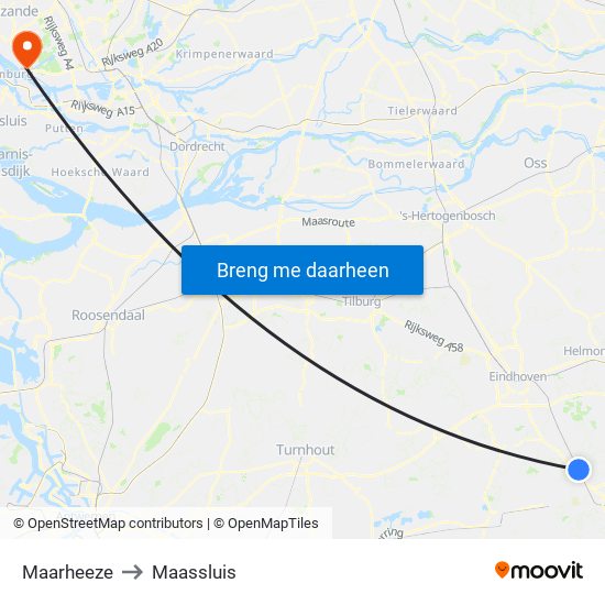 Maarheeze to Maassluis map