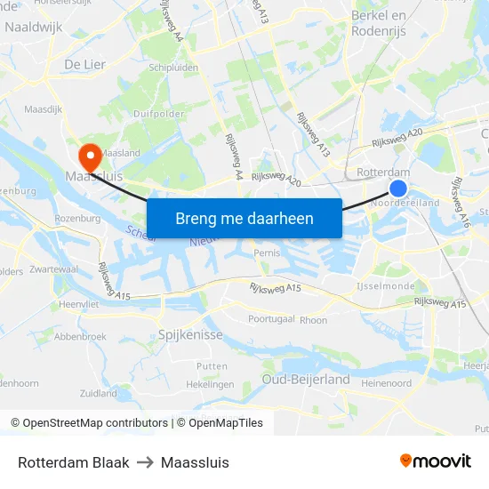 Rotterdam Blaak to Maassluis map