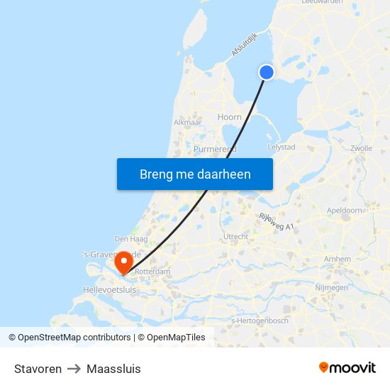 Stavoren to Maassluis map