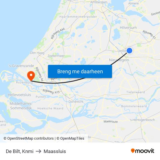 De Bilt, Knmi to Maassluis map