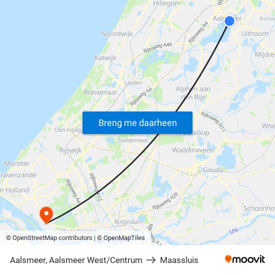 Aalsmeer, Aalsmeer West/Centrum to Maassluis map