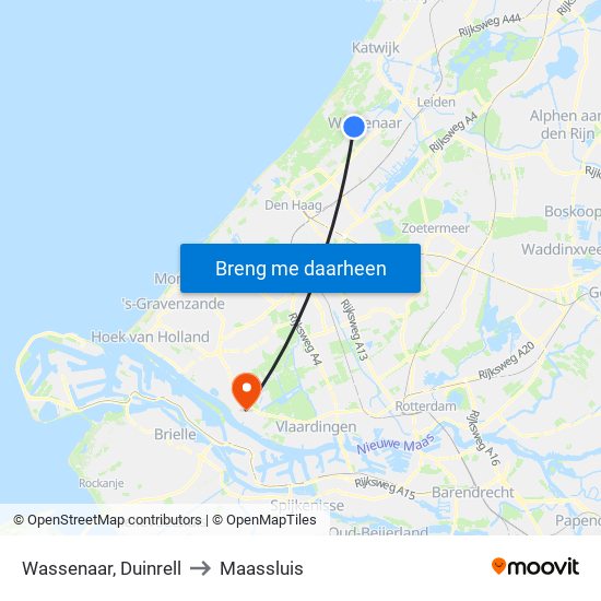 Wassenaar, Duinrell to Maassluis map