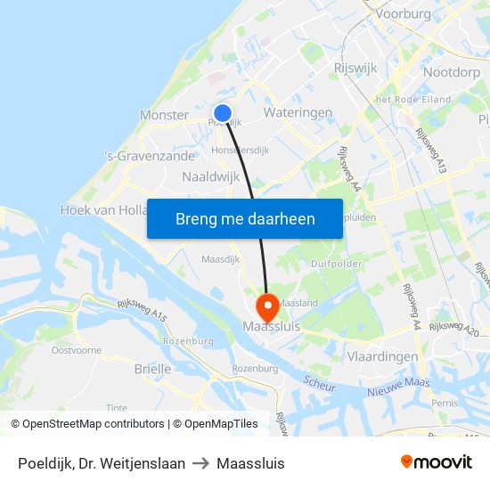 Poeldijk, Dr. Weitjenslaan to Maassluis map