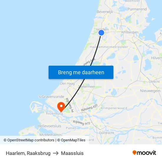 Haarlem, Raaksbrug to Maassluis map