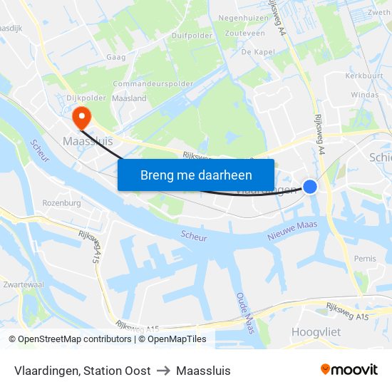 Vlaardingen, Station Oost to Maassluis map