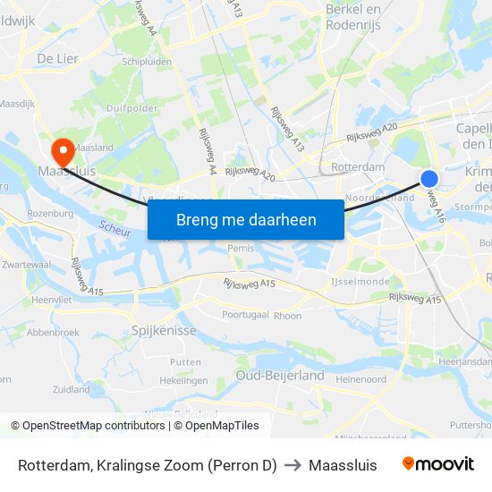 Rotterdam, Kralingse Zoom (Perron D) to Maassluis map