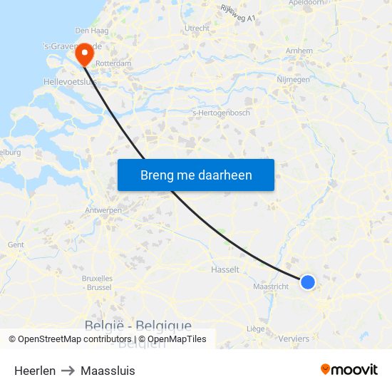 Heerlen to Maassluis map