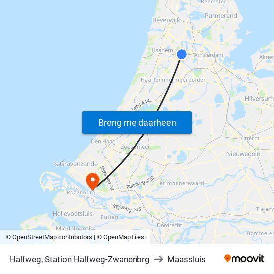 Halfweg, Station Halfweg-Zwanenbrg to Maassluis map