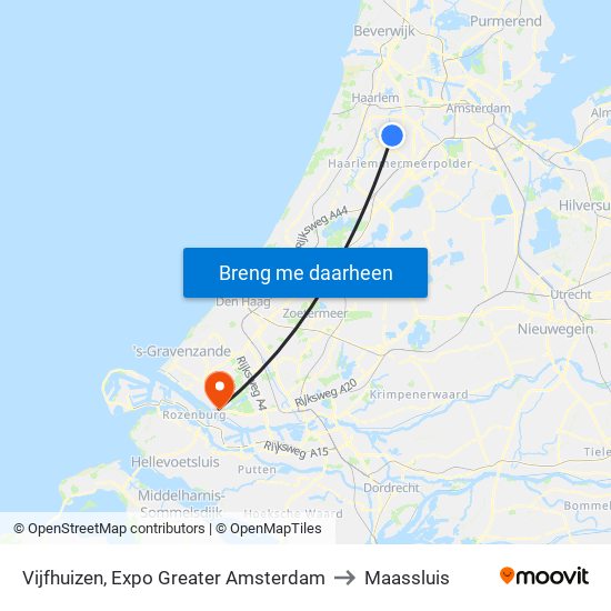 Vijfhuizen, Expo Greater Amsterdam to Maassluis map
