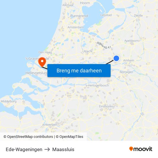 Ede-Wageningen to Maassluis map