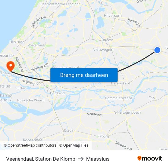 Veenendaal, Station De Klomp to Maassluis map