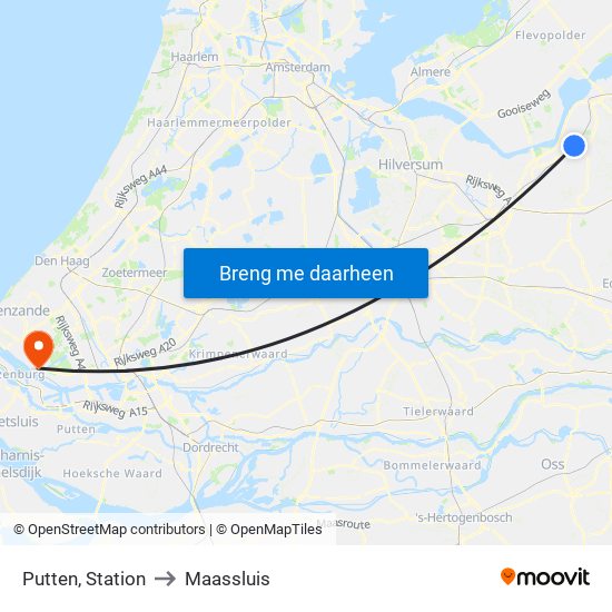 Putten, Station to Maassluis map