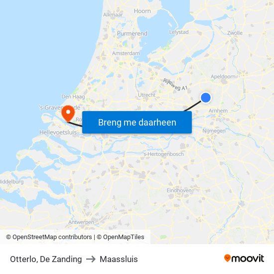 Otterlo, De Zanding to Maassluis map