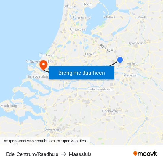 Ede, Centrum/Raadhuis to Maassluis map