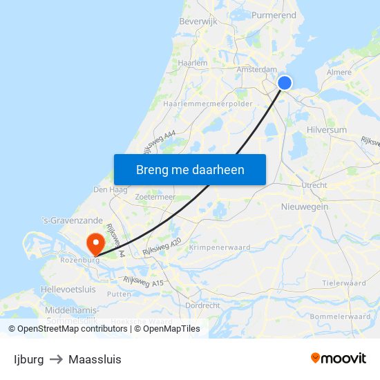 Ijburg to Maassluis map