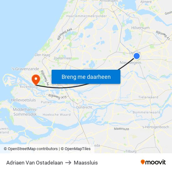 Adriaen Van Ostadelaan to Maassluis map