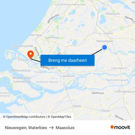 Nieuwegein, Waterbies to Maassluis map