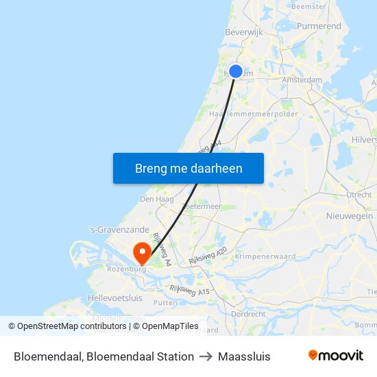 Bloemendaal, Bloemendaal Station to Maassluis map
