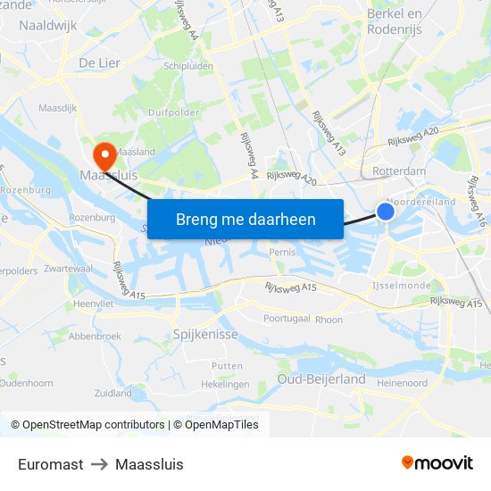 Euromast to Maassluis map