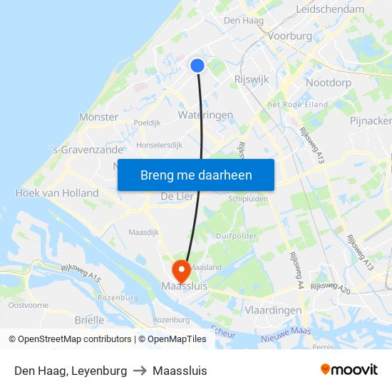 Den Haag, Leyenburg to Maassluis map