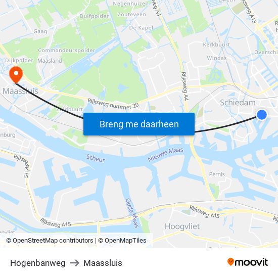 Hogenbanweg to Maassluis map