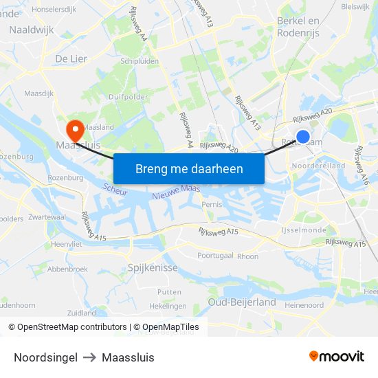 Noordsingel to Maassluis map