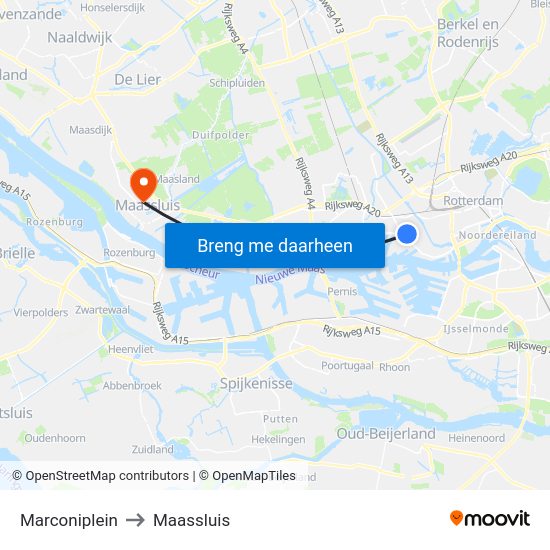 Marconiplein to Maassluis map
