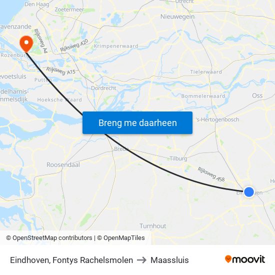 Eindhoven, Fontys Rachelsmolen to Maassluis map