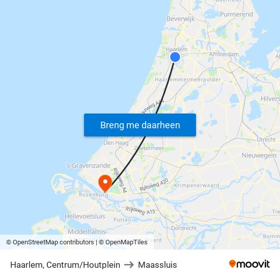 Haarlem, Centrum/Houtplein to Maassluis map